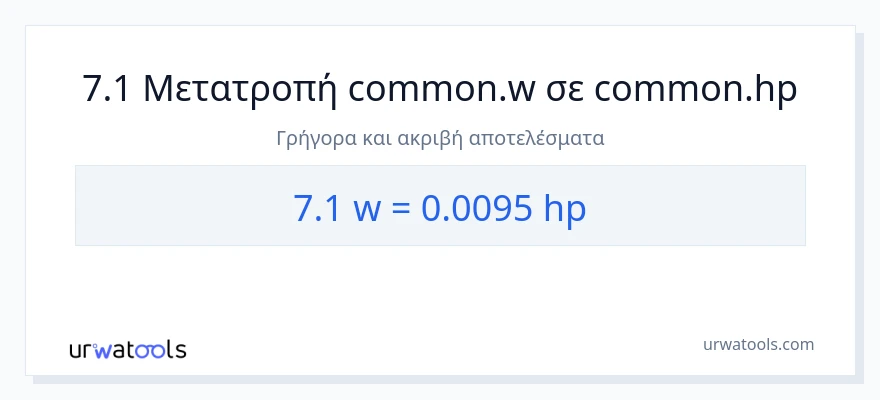 Μετατροπή 7.1 βατ σε ιπποδύναμη