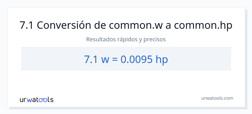 Conversión de 7.1 vatios a caballo de fuerza