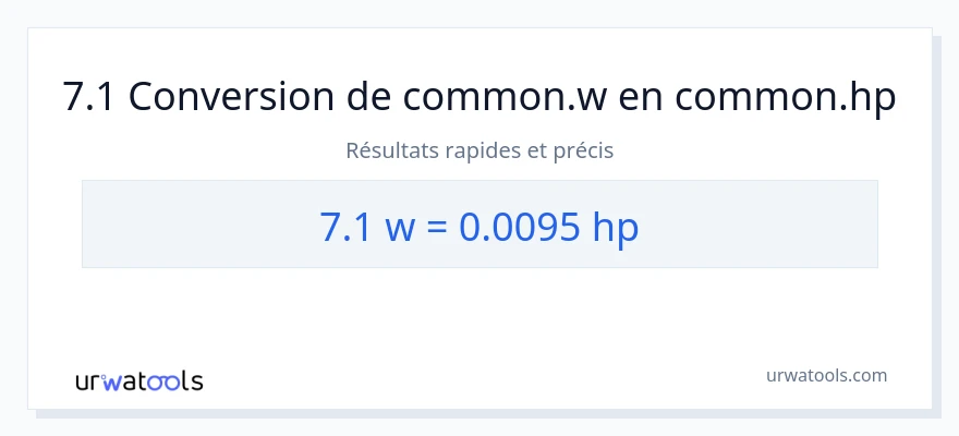 Conversion 7.1 watts vers chevaux-vapeur