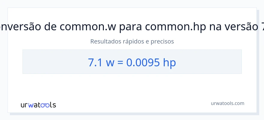 Conversão de 7.1 watts para cavalos de potência