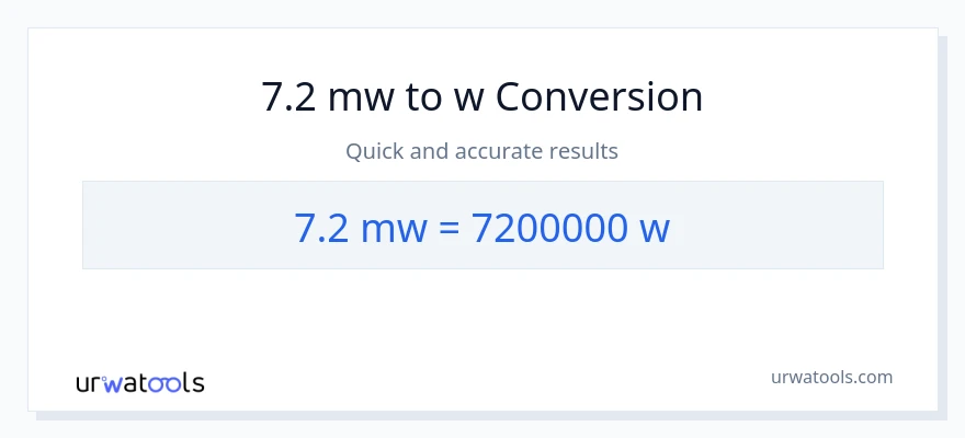 Conversió de 7.2 megawatts a watts