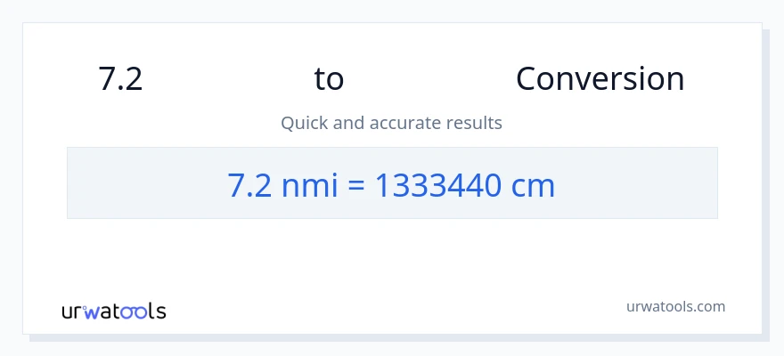 การแปลง 7.2 ไมล์ทะเล เป็น เซนติเมตร