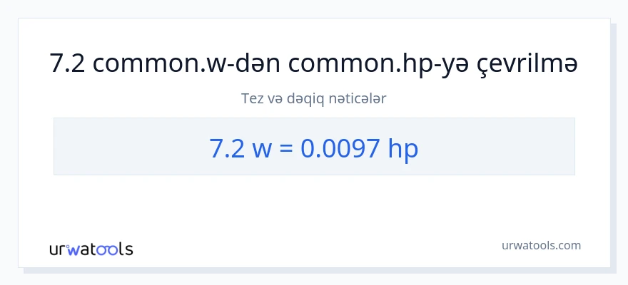 7.2 vatt-dən at gücü-ə çevrilmə