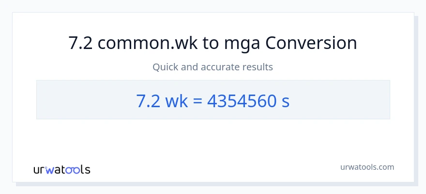7.2 Mga Linggo patungong Segundo na conversion
