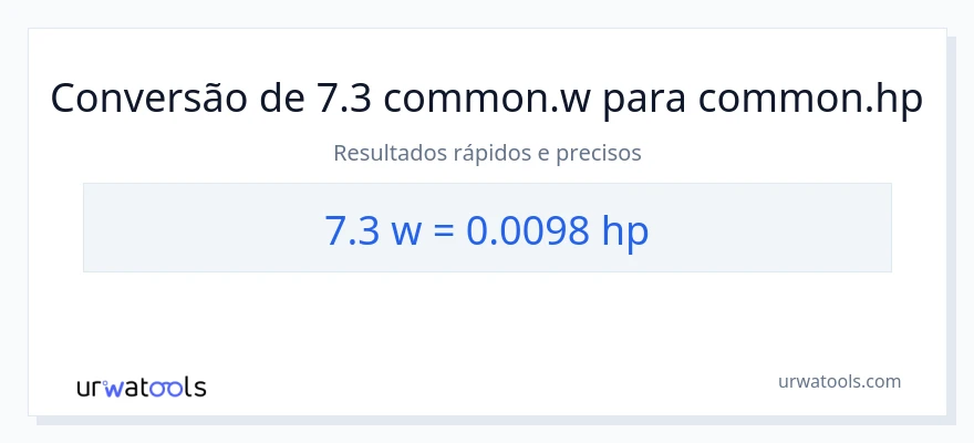 Conversão de 7.3 watts para cavalos de potência