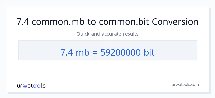 التحويل من 7.4 Megabytes إلى Bits