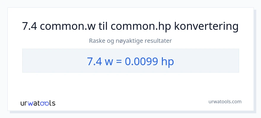 7.4 watt til hestekrefter konvertering