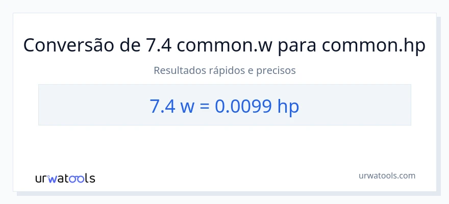 Conversão de 7.4 watts para cavalos de potência
