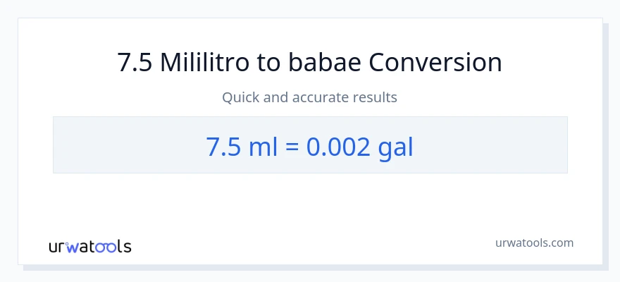 7.5 mga mililitro patungong Mga galon na conversion