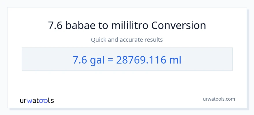 7.6 Mga galon patungong mga mililitro na conversion