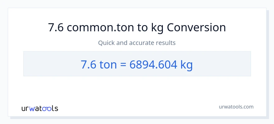 Conversion 7.6 Tons vers kg