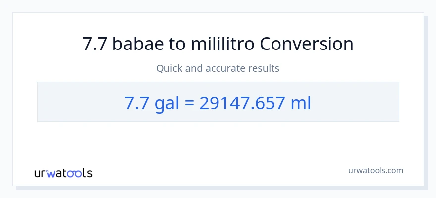 7.7 Mga galon patungong mga mililitro na conversion