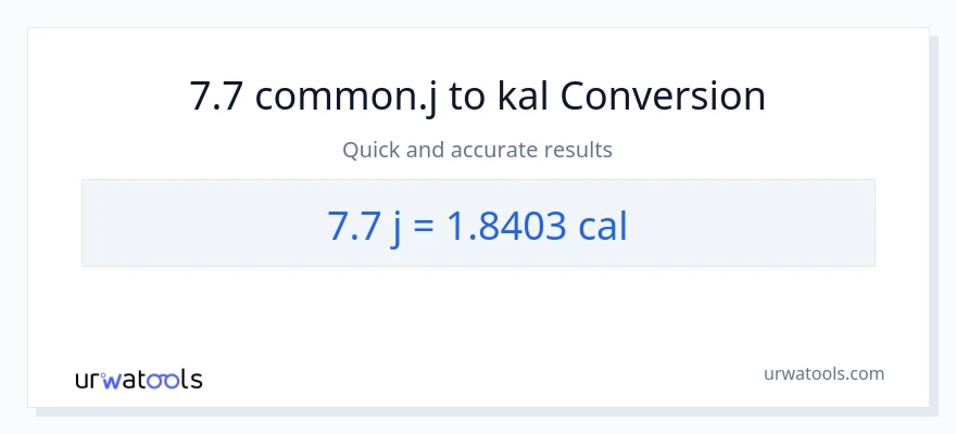 7.7 mga joule patungong mga kaloriya na conversion