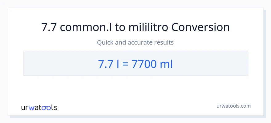 7.7 Liters patungong mga mililitro na conversion