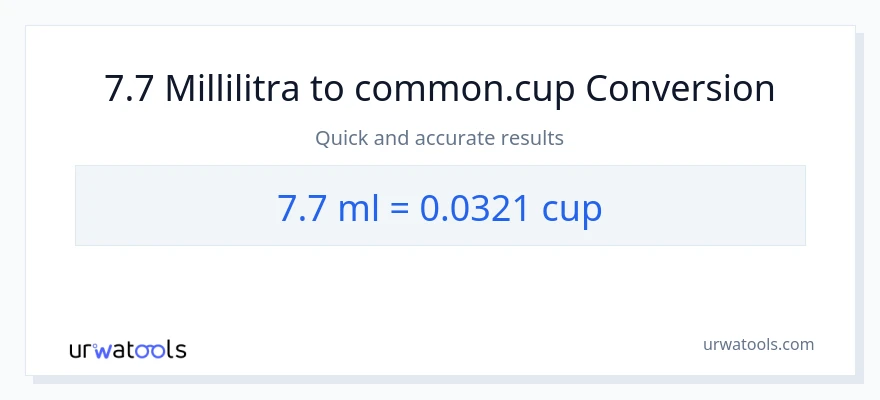 7.7 millilitraa - kupit muunnos