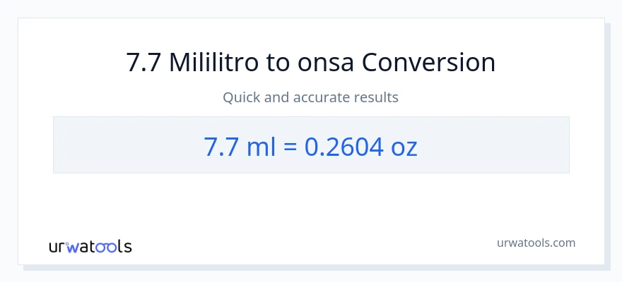 7.7 mga mililitro patungong Mga onsa na conversion