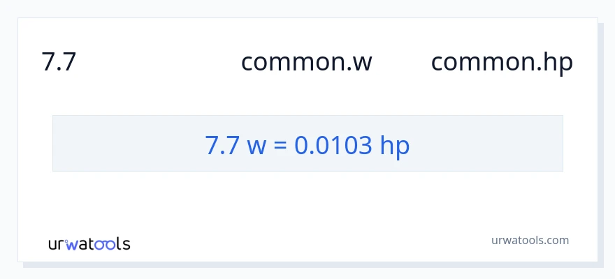 การแปลง 7.7 วัตต์ เป็น แรงม้า