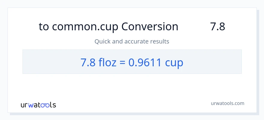 تبدیل 7.8 اونس مایع به فنجان‌ها