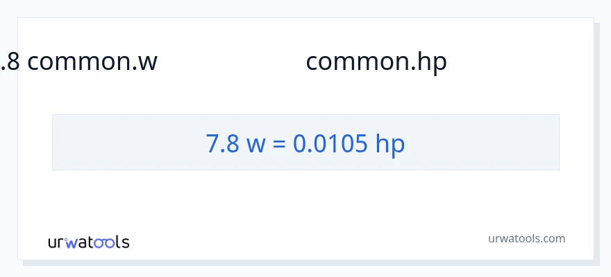 7.8 வாட்ஸ் இலிருந்து குதிரைத்திறன் வரை மாற்றம்