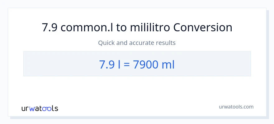 7.9 Liters patungong mga mililitro na conversion