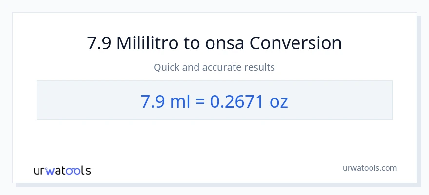 7.9 mga mililitro patungong Mga onsa na conversion