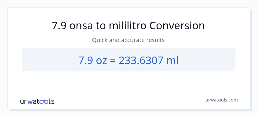 7.9 Mga onsa patungong mga mililitro na conversion