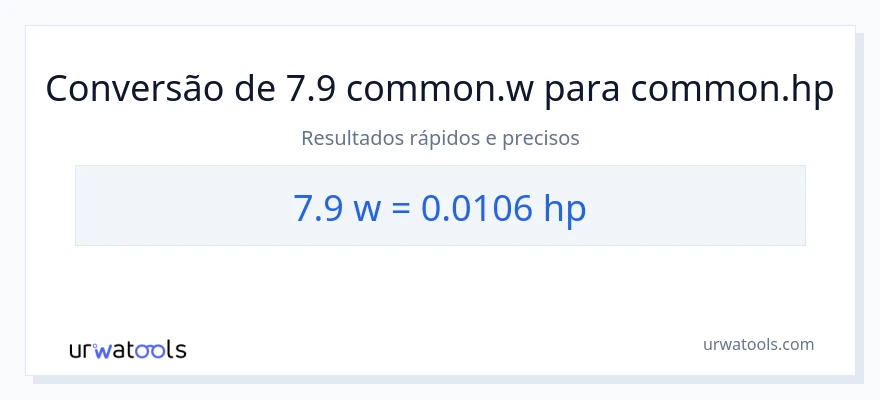 Conversão de 7.9 watts para cavalos de potência