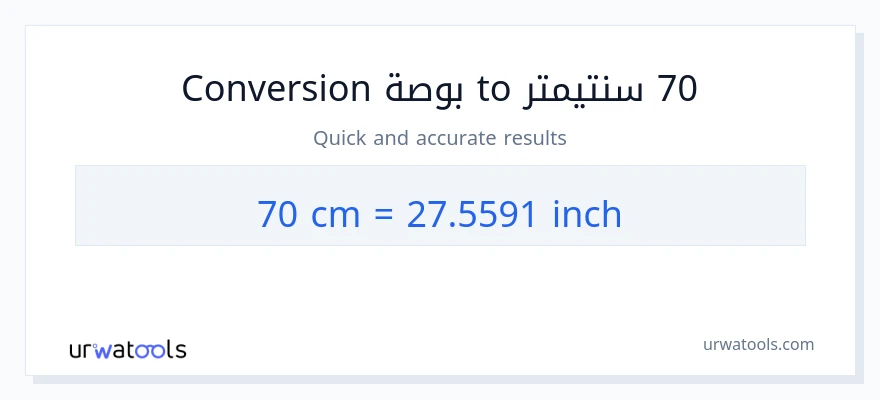 التحويل من 70 سنتيمترات إلى بوصات
