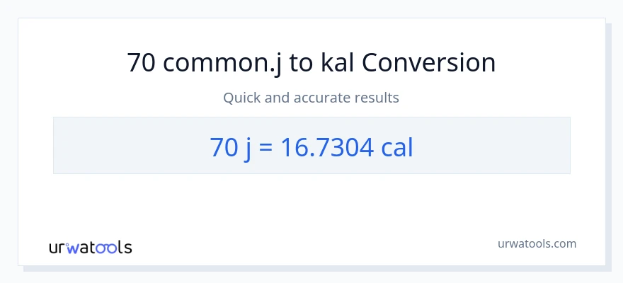 70 mga joule patungong mga kaloriya na conversion