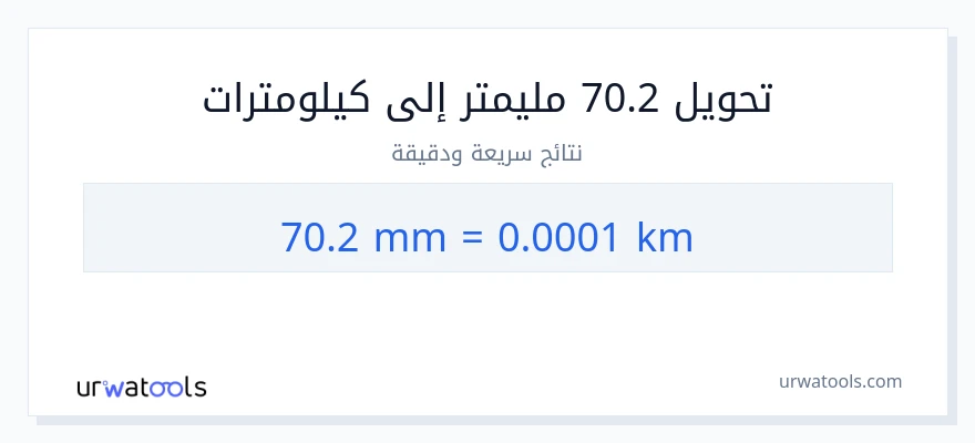 التحويل من 70.2 مليمترات إلى كيلومترات
