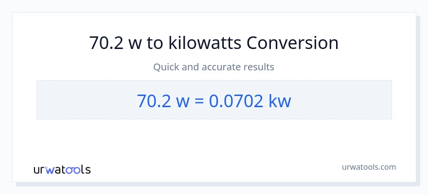 Conversió de 70.2 watts a quilowatts