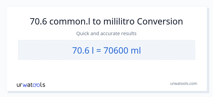 70.6 Liters patungong mga mililitro na conversion