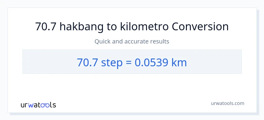 70.7 mga hakbang patungong Kilometro na conversion