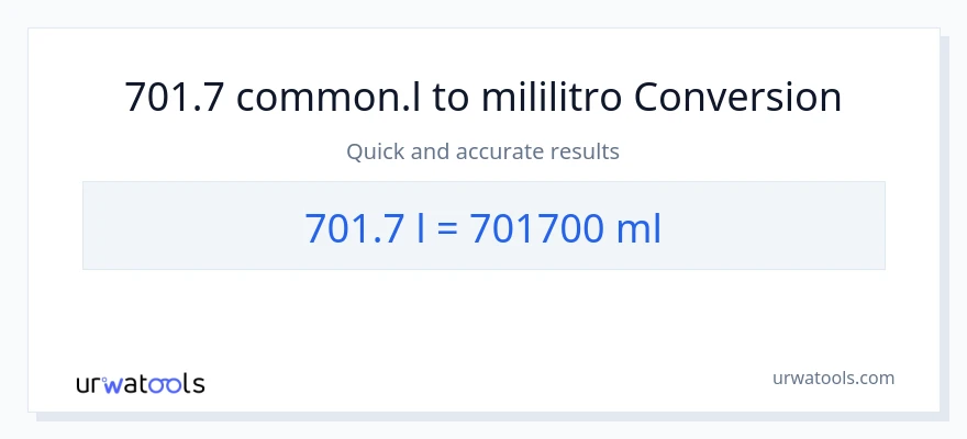 701.7 Liters patungong mga mililitro na conversion