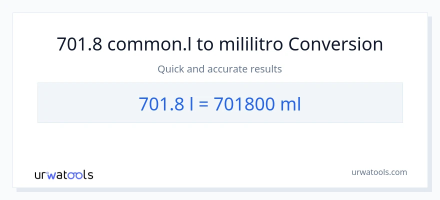 701.8 Liters patungong mga mililitro na conversion