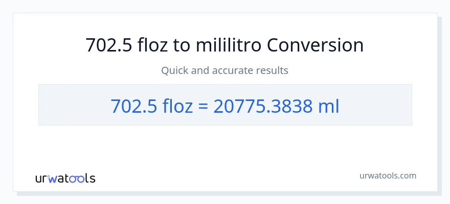 702.5 mga onsa ng likido patungong mga mililitro na conversion