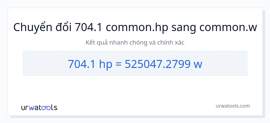 Chuyển đổi 704.1 mã lực sang watt