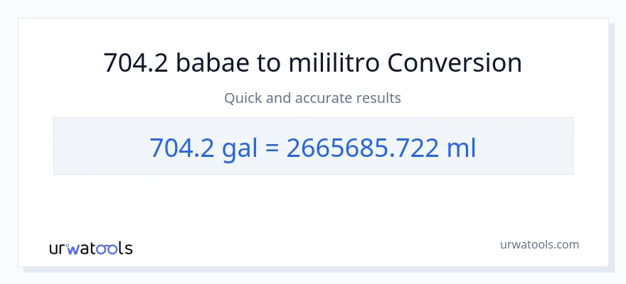 704.2 Mga galon patungong mga mililitro na conversion