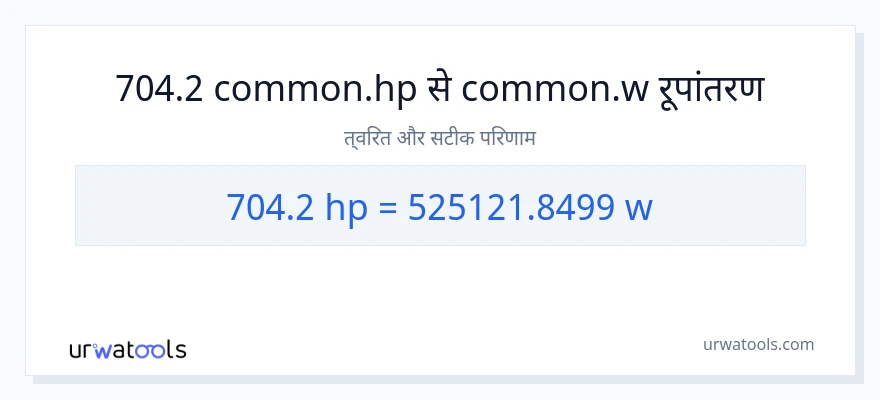 704.2 घोड़े की शक्ति से वाट रूपांतरण