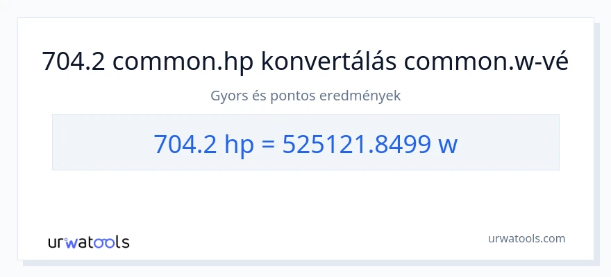 704.2 lóerő - watt konverzió