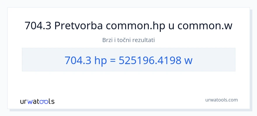 Konverzija od konjske snage do vati: 704.3