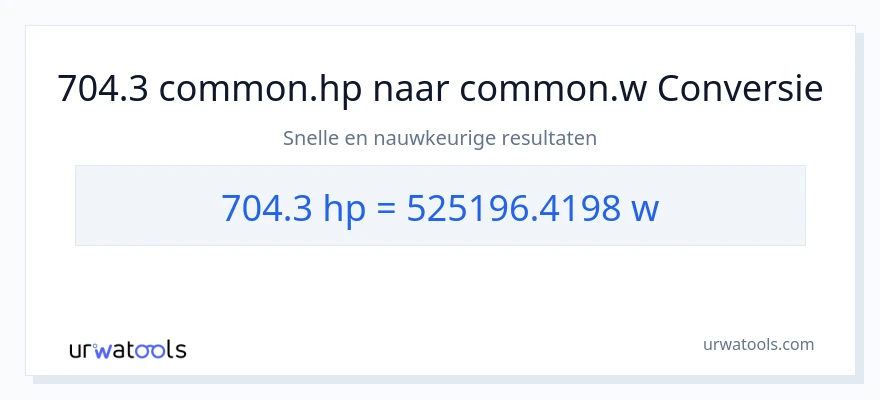 704.3 paardenkracht naar watt conversie