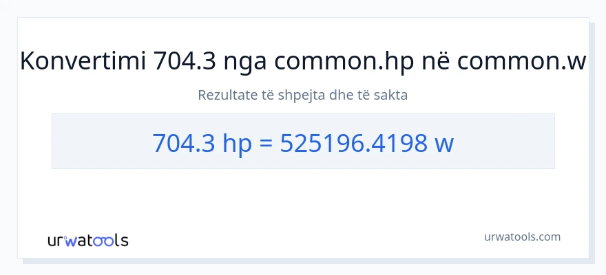 Konvertimi 704.3 kuajfuqi në vat