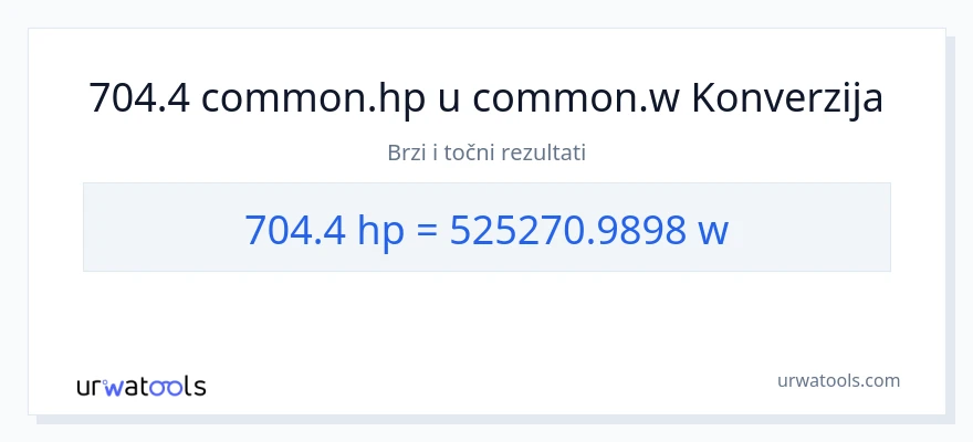 Konverzija od konjske snage do vati: 704.4