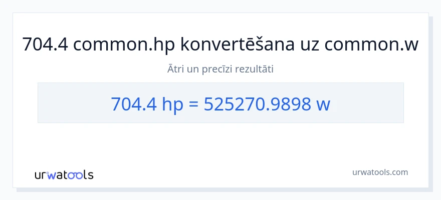 704.4 zirgspēki uz vati konversiju