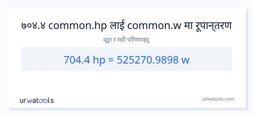 704.4 अश्वशक्ति बाट वाटहरू सम्म रूपान्तरण