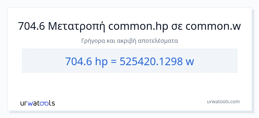 Μετατροπή 704.6 ιπποδύναμη σε βατ