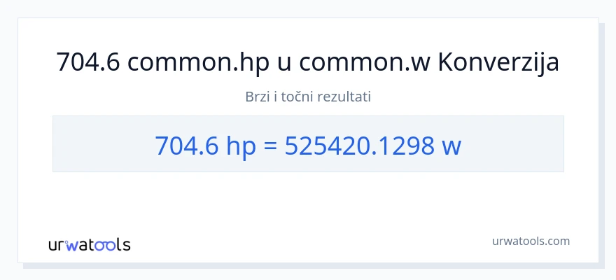 Konverzija od konjske snage do vati: 704.6