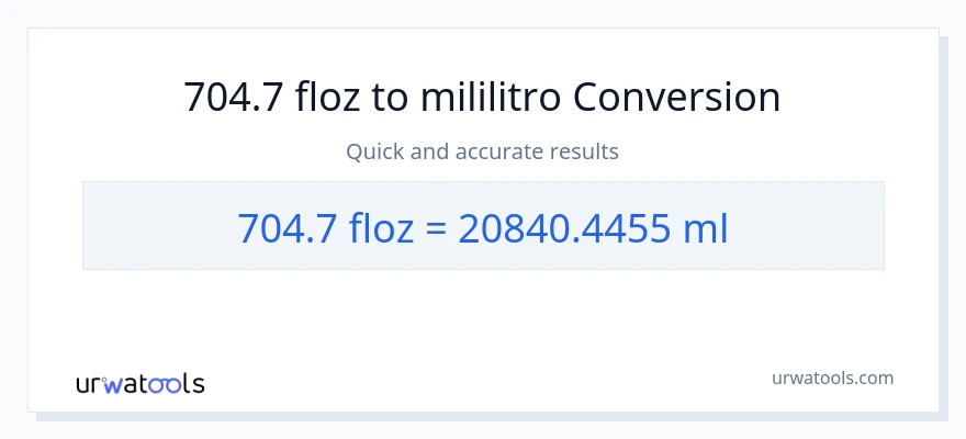 704.7 mga onsa ng likido patungong mga mililitro na conversion
