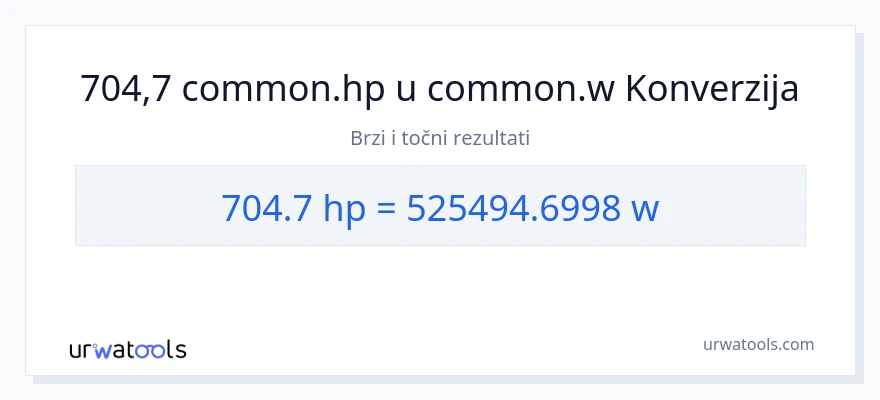 Konverzija od konjske snage do vati: 704.7